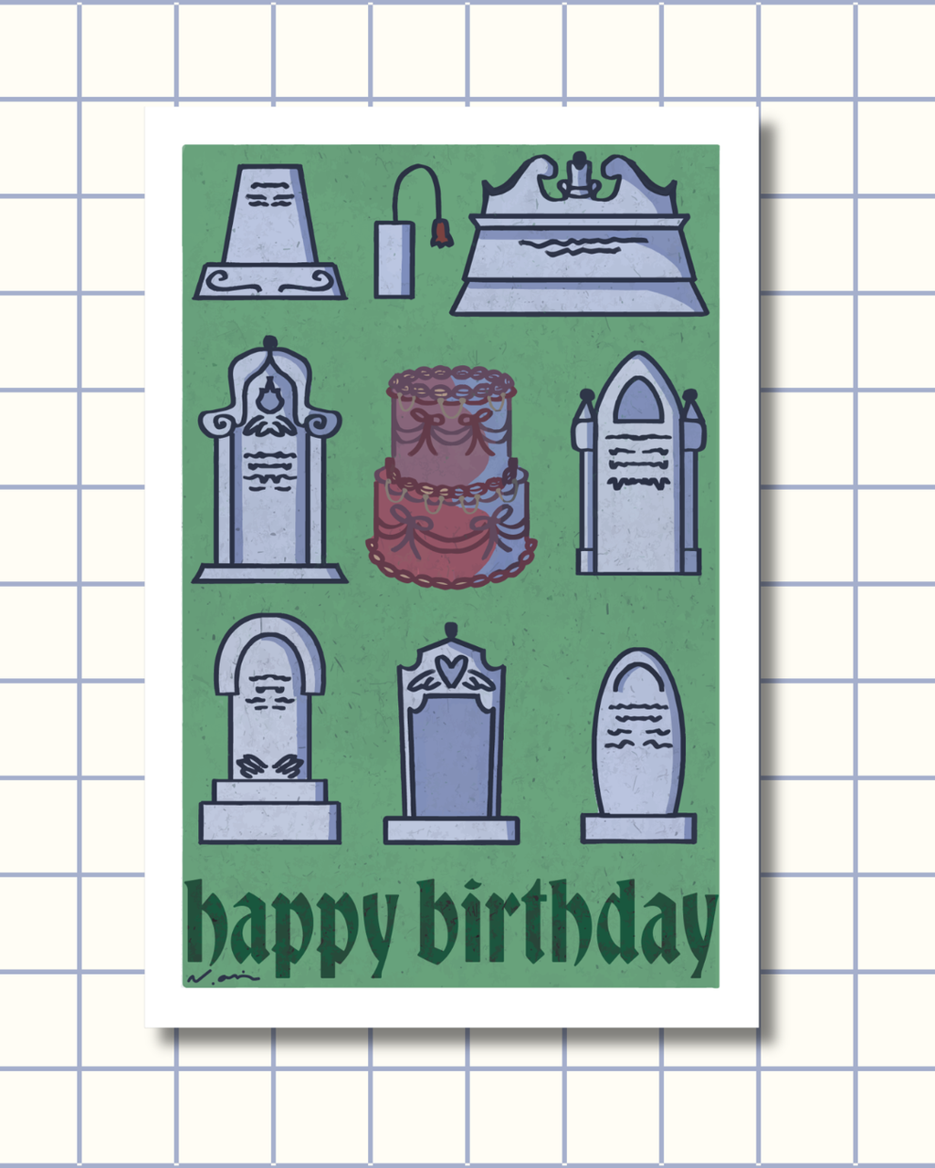 a "grave" birthday card