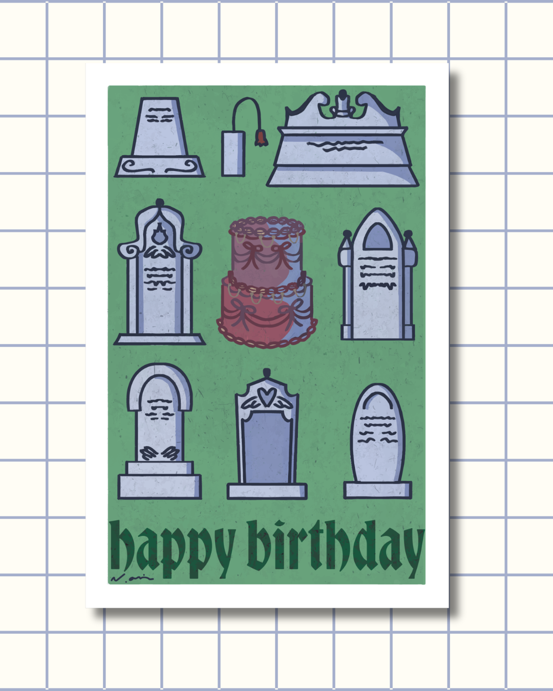 a "grave" birthday card